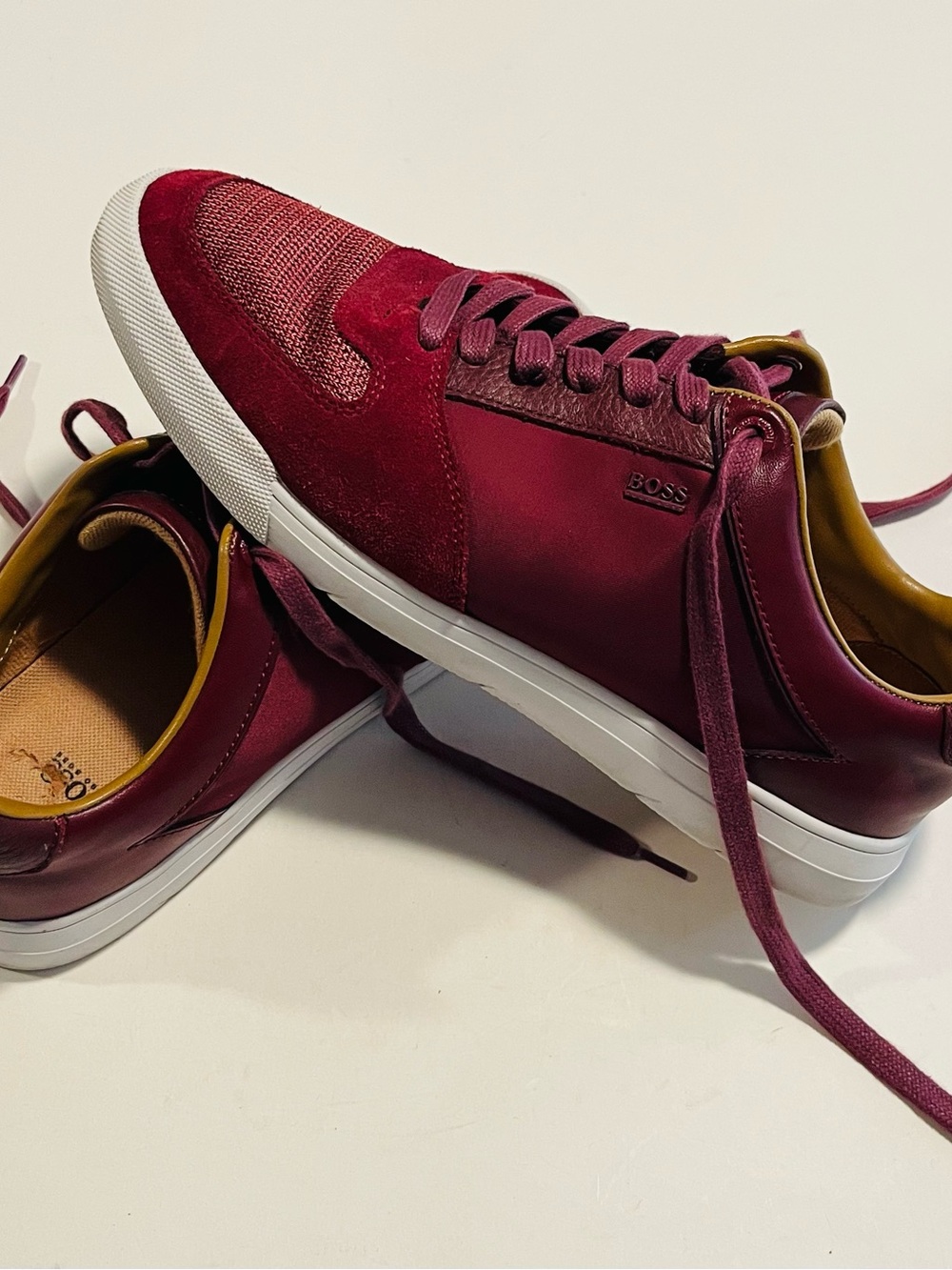 Hugo Boss Women’s Cosmo Lace Up Tennis Classic Burgundy Sneakers Size 39